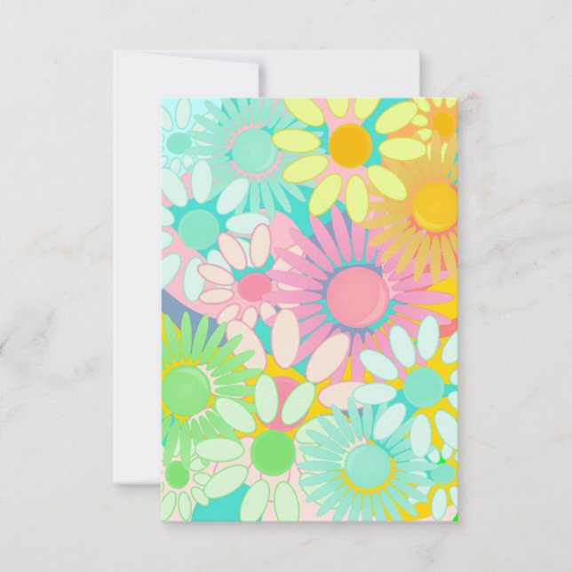 Convites de Grupo Floral Mod Retro Hip 1960s 1970 (Frente)