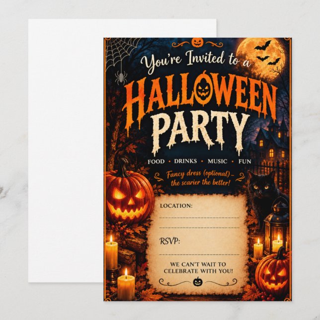 convites de Halloween  (Frente/Verso)