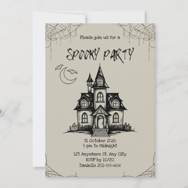 Convites de Halloween Assustadores Personalizados (Frente)