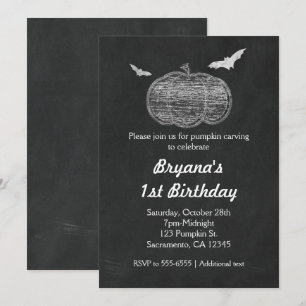 Convites de Halloween de Abóbora Giz Quadro Negro