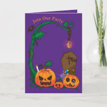 Convites de Halloween de Abóbora Lanterna Fofo e A