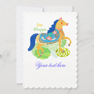 Convites de ilustração de cavalo azul.