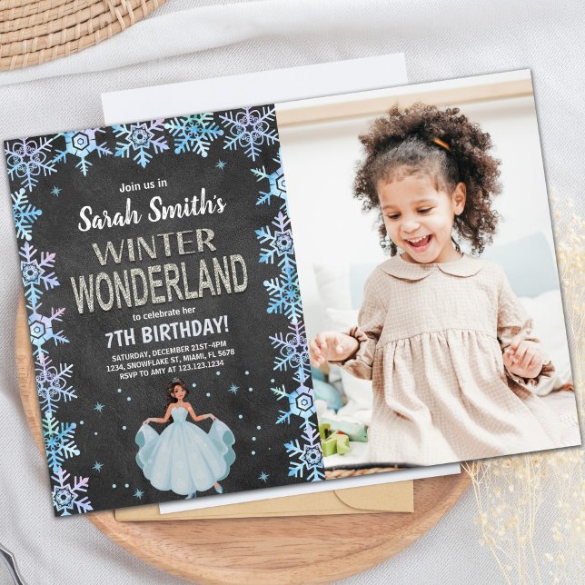 Convites de inverno no ChalkBoard com foto (ChalkBoard Winter Wonderland Invitations w photo)