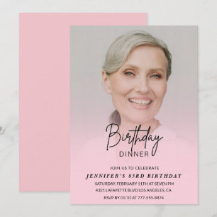 Convites de jantar de aniversário de 83 anos rosa
