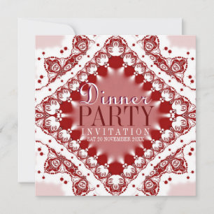Convites de Jantar de Batik de Renda Vermelho Bran