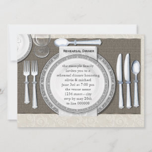 Convites de Jantar de Ensaios Branco Elegantes