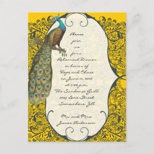 Convites de Jantar de Ensaios Damask Navy Love Bir