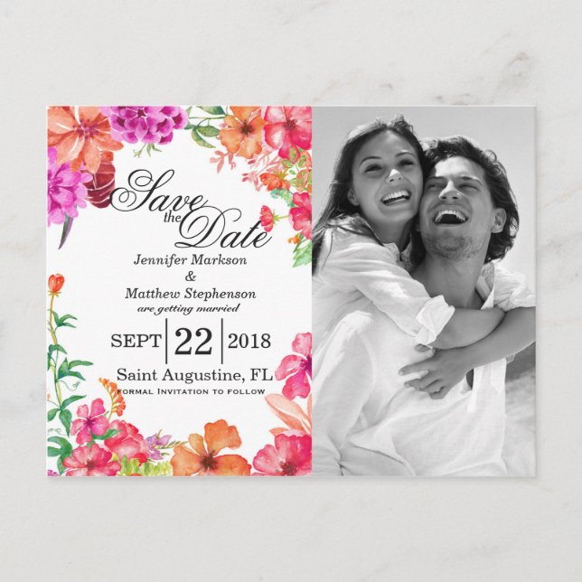 Convites de Jardim de Aquarela Rosa Laranja para S (Frente)