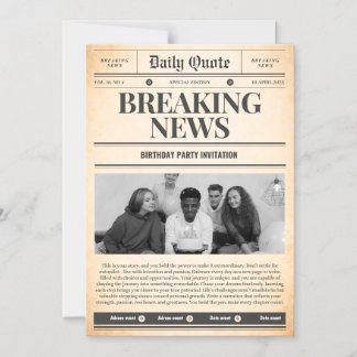 Convites de jornal notícia de primeira página