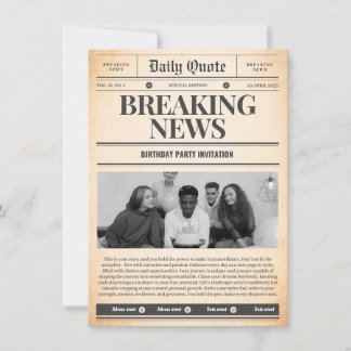 Convites de jornal notícia de primeira página