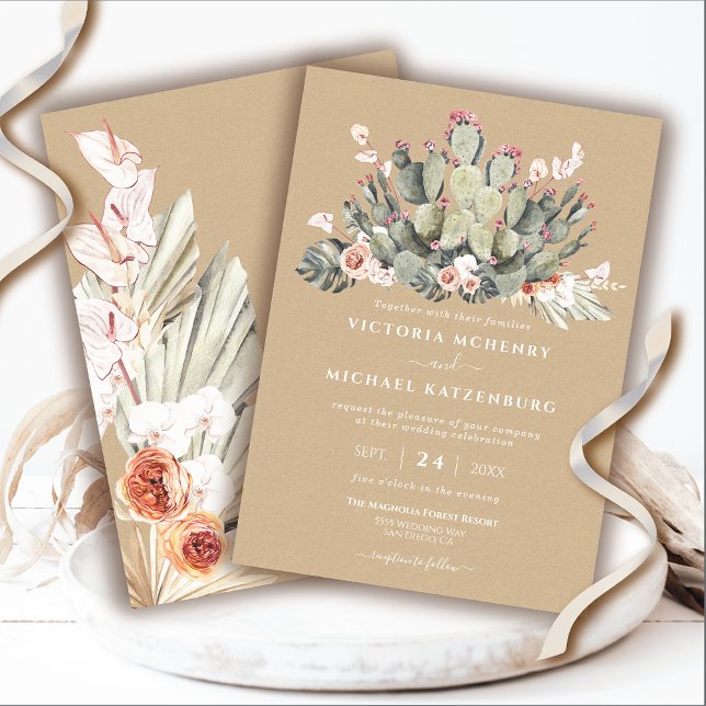 Convites de Kraft e Cactus Wedding (Criador carregado)