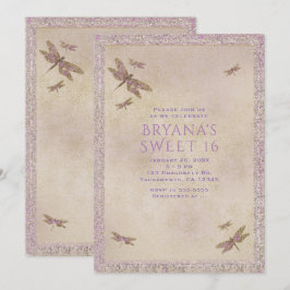 Convites de Libélula Libélulas Roxas e Douradas