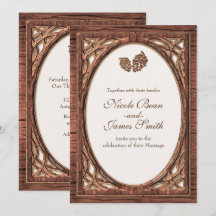 Convites de Madeira de Tom Duplo de Pinha Rústica 