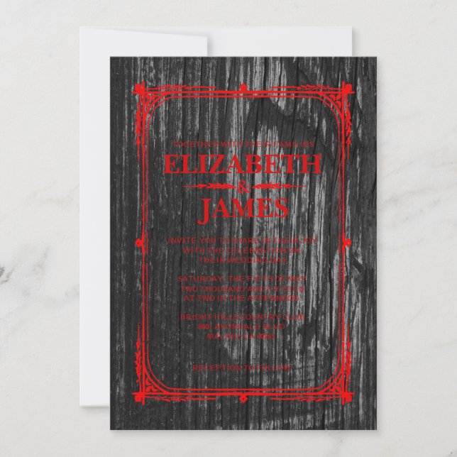 Convites de madeira do casamento do celeiro (Frente)