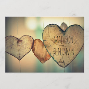 Convites de madeira rústicos do casamento do país