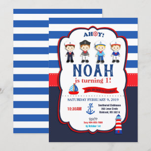 Convites de Marinheiros Náuticos para Meninos