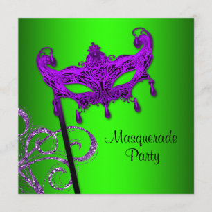 Convites de Máscara para Festa Verde Lima Roxo