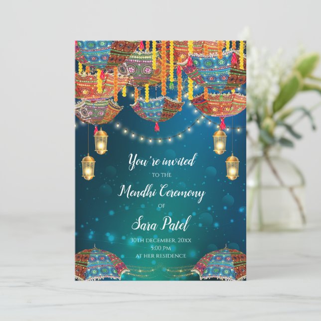 Convites de Mehndi e convites de festa de Mendhi C (Em pé/Frente)