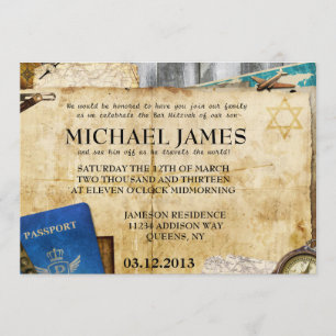 Convites de Mitzvah do bar do viagem do mundo do