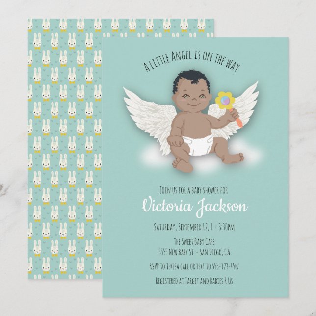 Convites de natação para bebês de anjo do Ethnic B (Frente/Verso)