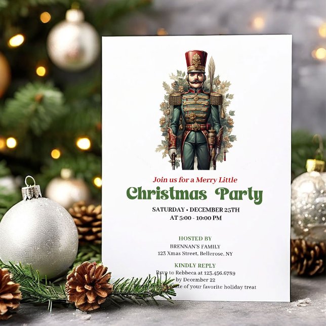 Convites de Natal Chic Vitoriano para Festa de Noz (Chic Victorian Christmas Nutcracker Party Invites)