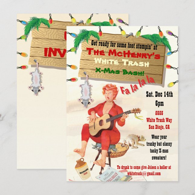 Convites de Natal com Lixo Branco (Frente/Verso)