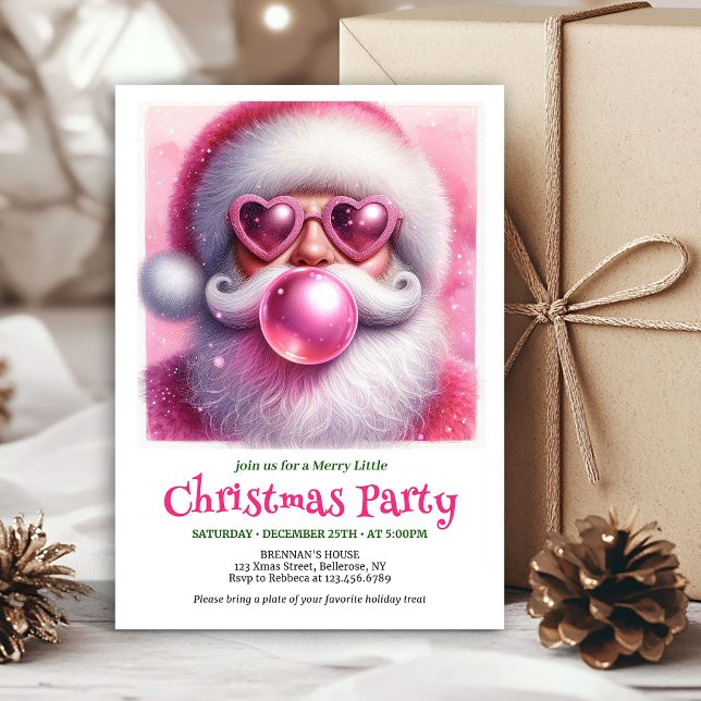 Convites de Natal com Óculos de Sol do Papai Noel  (Whimsical Funny Santa Sunglasses Christmas Invitation

)