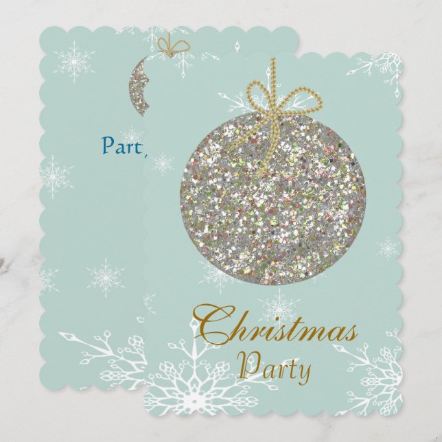 Convites de Natal com ornamentos e flocos de neve (Frente/Verso)
