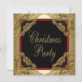 Convites de Natal Corporativos Dourado Vermelho