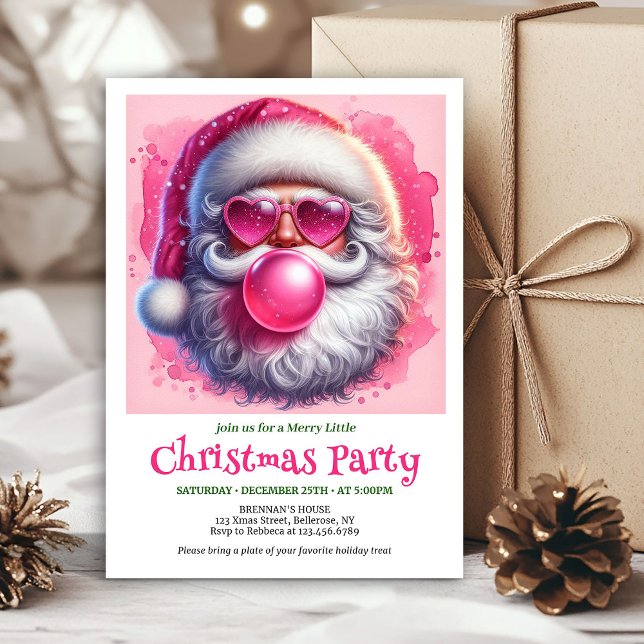 Convites de Natal Divertidos do Papai Noel com Ócu (Cute Funny Santa Heart Glasses Christmas Invitation

)