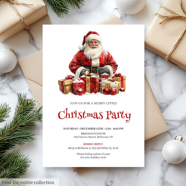 Convites de Natal Editáveis do Papai Noel Alegre p (Merry Santa Claus Editable Christmas Party Invitation

)