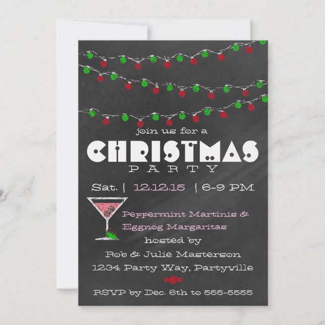 Convites de Natal para Martini Chalkboard (Frente)