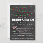 Convites de Natal para Martini Chalkboard<br><div class="desc">Este design apresenta um quadro-negro de luzes de giz vermelhas e verdes e um martini de menta.</div>