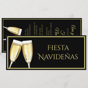 Convites de Natal Taças de Champanhe Douradas Fest