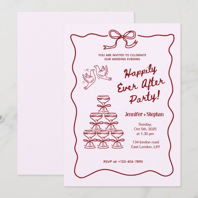 Convites de Noite de Casamento Divertidos Ilustrad (Frente/Verso)