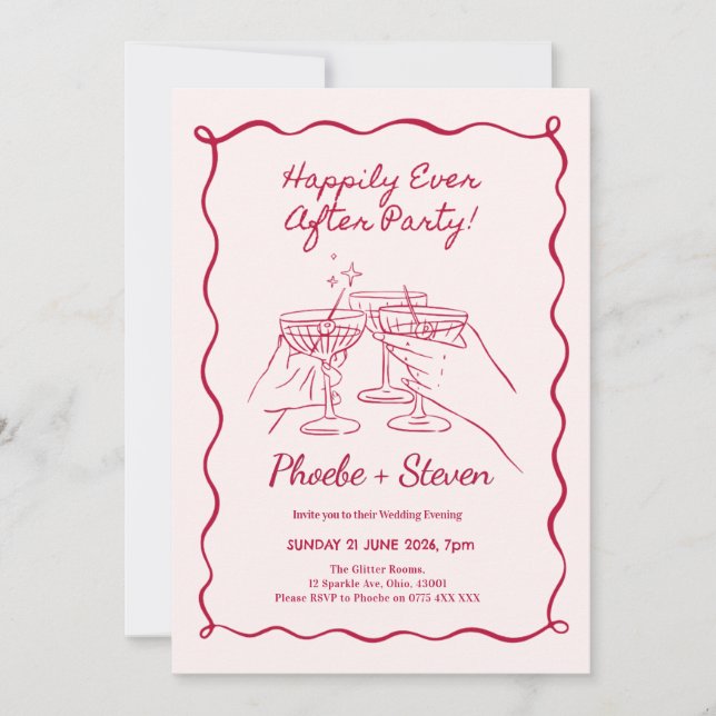 Convites de Noite de Casamento Feliz para Sempre (Frente)