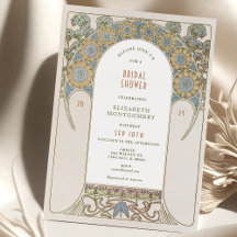 Convites de Noiva Vintage Art Nouveau Deco
