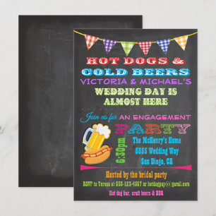 Convites de Noivado Chalkboard Barbecue