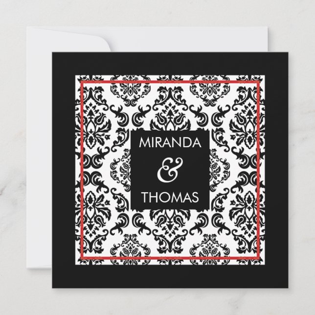 CONVITES DE NOIVADO: cores damask 11 (Frente)