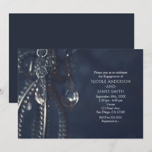 Convites de Noivado Cristal Elegante Moody Blue