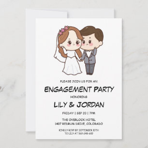 Convites de noivado de casal de casamento