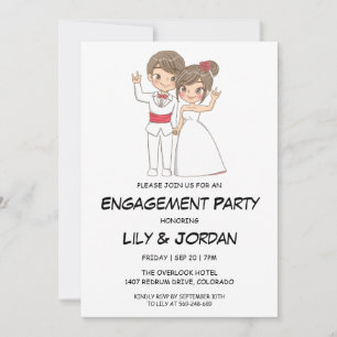 Convites de noivado de casal de casamento