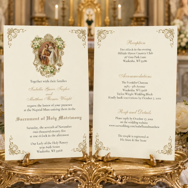 CONVITES DE NOIVADO EM OURO FLORAL CATÓLICO (Criador carregado)