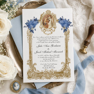 CONVITES DE NOIVADO FLORAL AZUL CATÓLICO