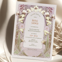 Convites de Noivado Vintage Art Nouveau Deco