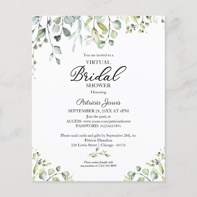 Convites de Orçamento para Chuveiro de Noiva Virtu (Frente)