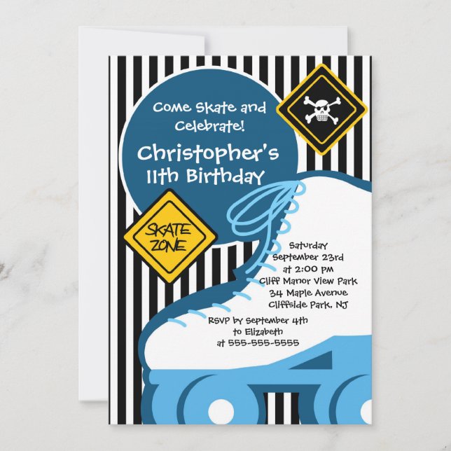 Convites de patinagem do aniversário do partido do (Frente)