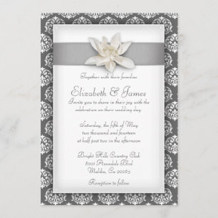 Convites de prata do casamento tema damasco