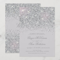 Convites de prata Sparkling do casamento do brilho
