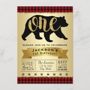 Convites de Primeiro Aniversário do Urso Lenhador